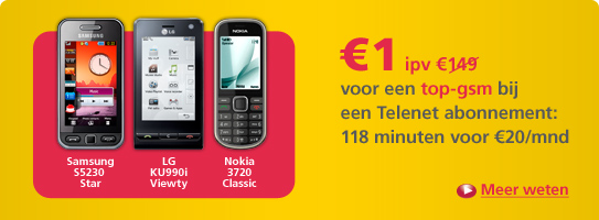 �1 voor een top-gsm bij een Telenet-abonnement: 118 minuten voor �20/maand